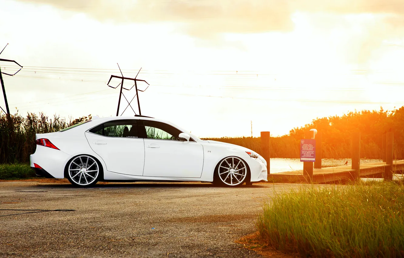 Фото обои Lexus, white, side, vossen wheels, IS F-sport