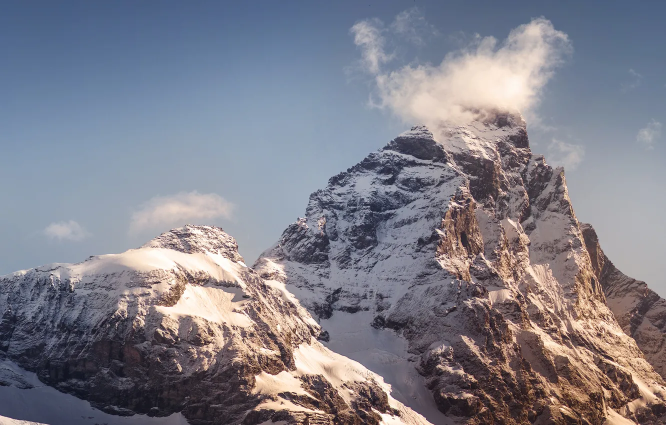 Фото обои небо, снег, гора, Швейцария, Альпы, Маттерхорн