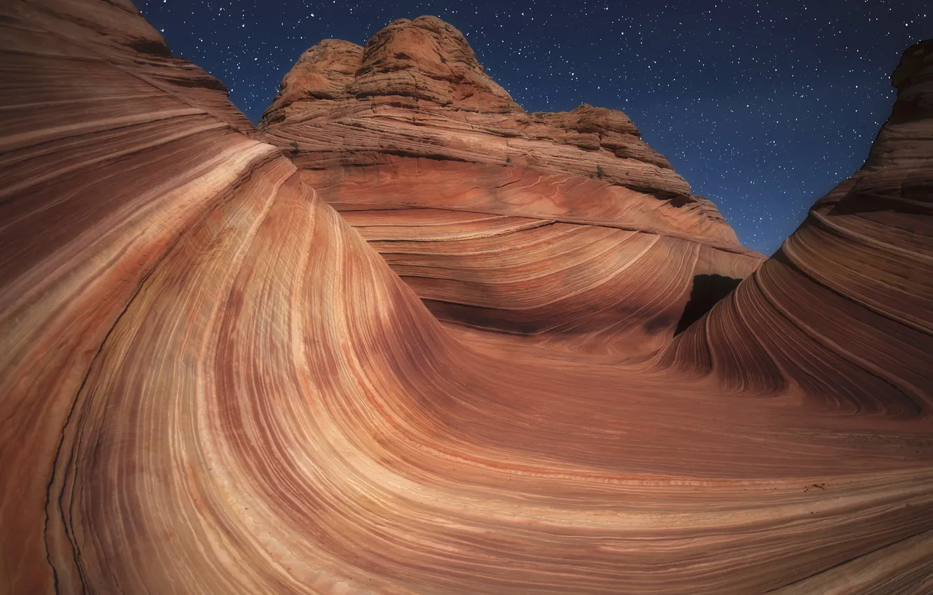 Фото обои звезды, ночь, скалы, Аризона, США