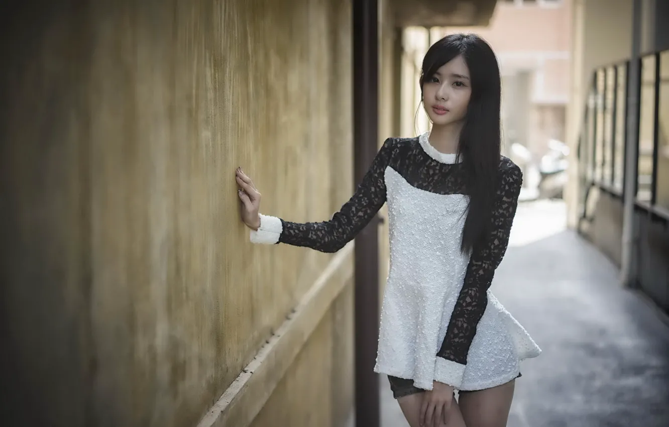 Фото обои взгляд, девушка, азиатка