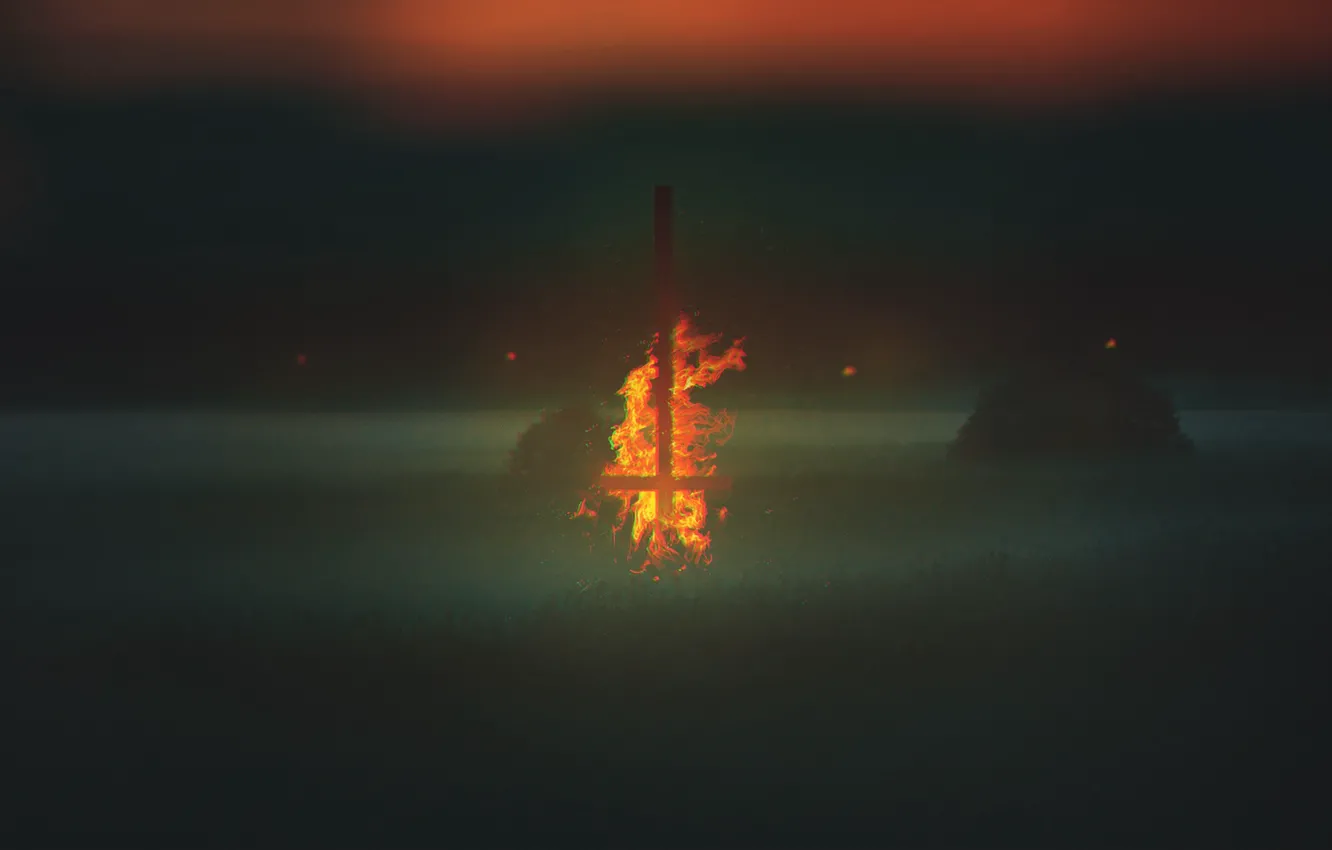 Фото обои Закат, Поле, Игры, Огонь, Лес, Steam, outlast, outlast 2