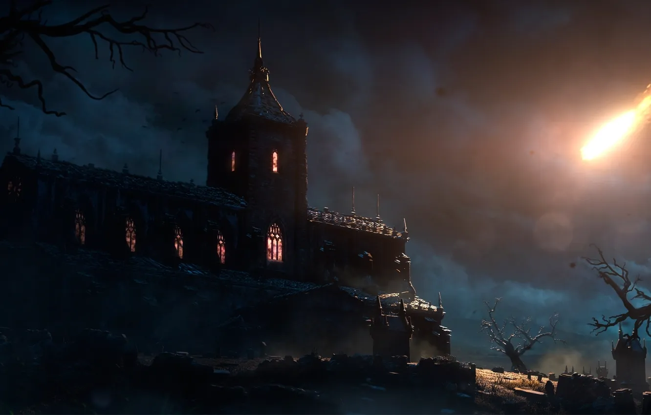 Фото обои ночь, дом, замок, крепость, Castlevania, Lords of Shadow, Mirror of Fate