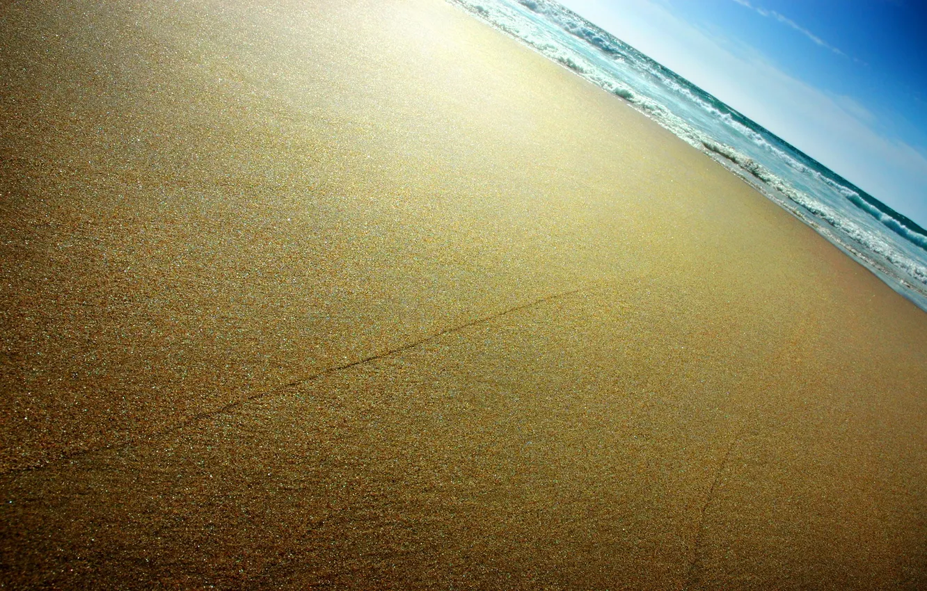 Фото обои море, волны, небо, берег, Песок