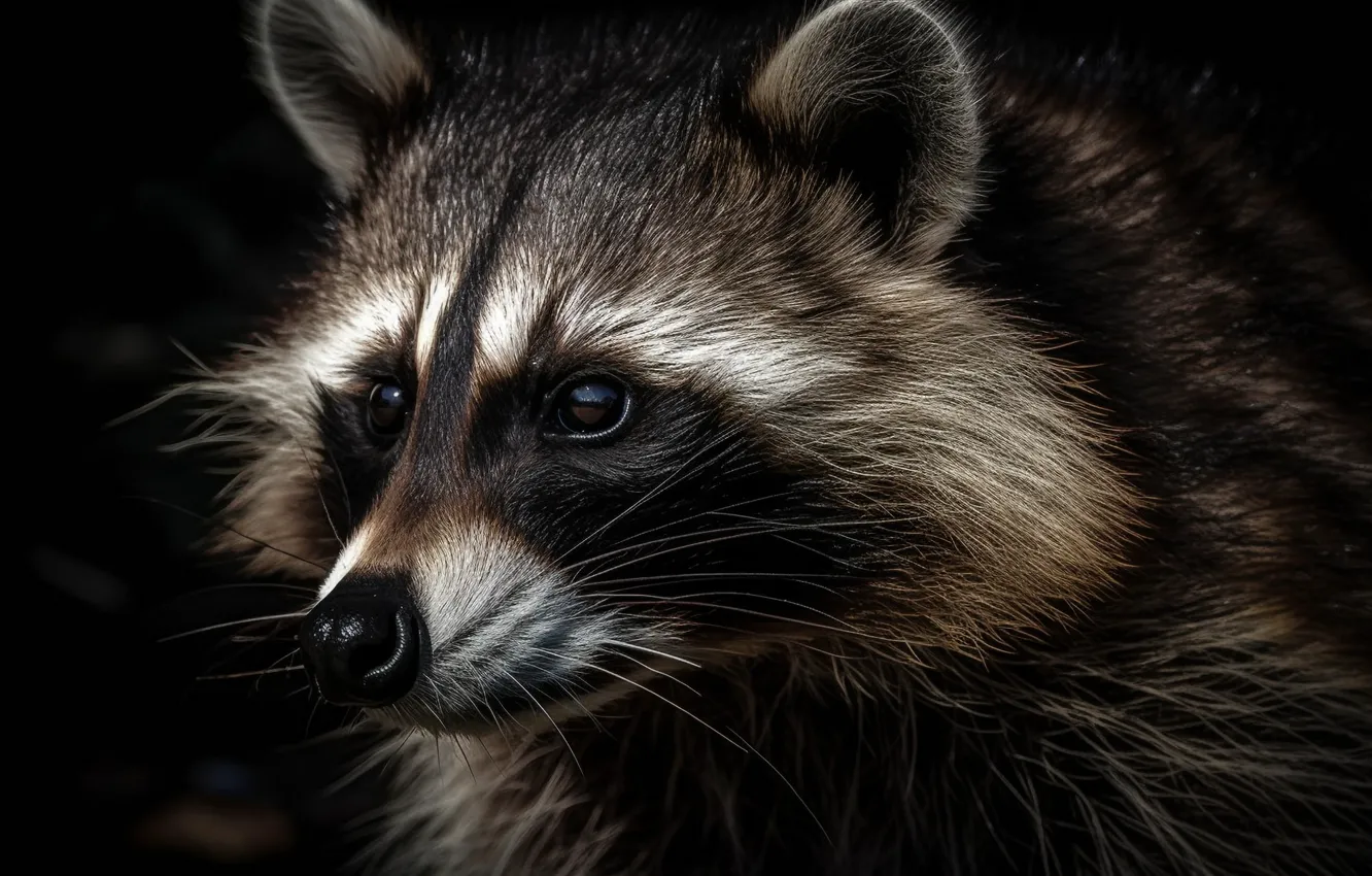 Фото обои взгляд, морда, портрет, енот, цифровое искусство, ИИ-арт, Искусство искусственного интеллекта, НЕЙРОСЕТЬ