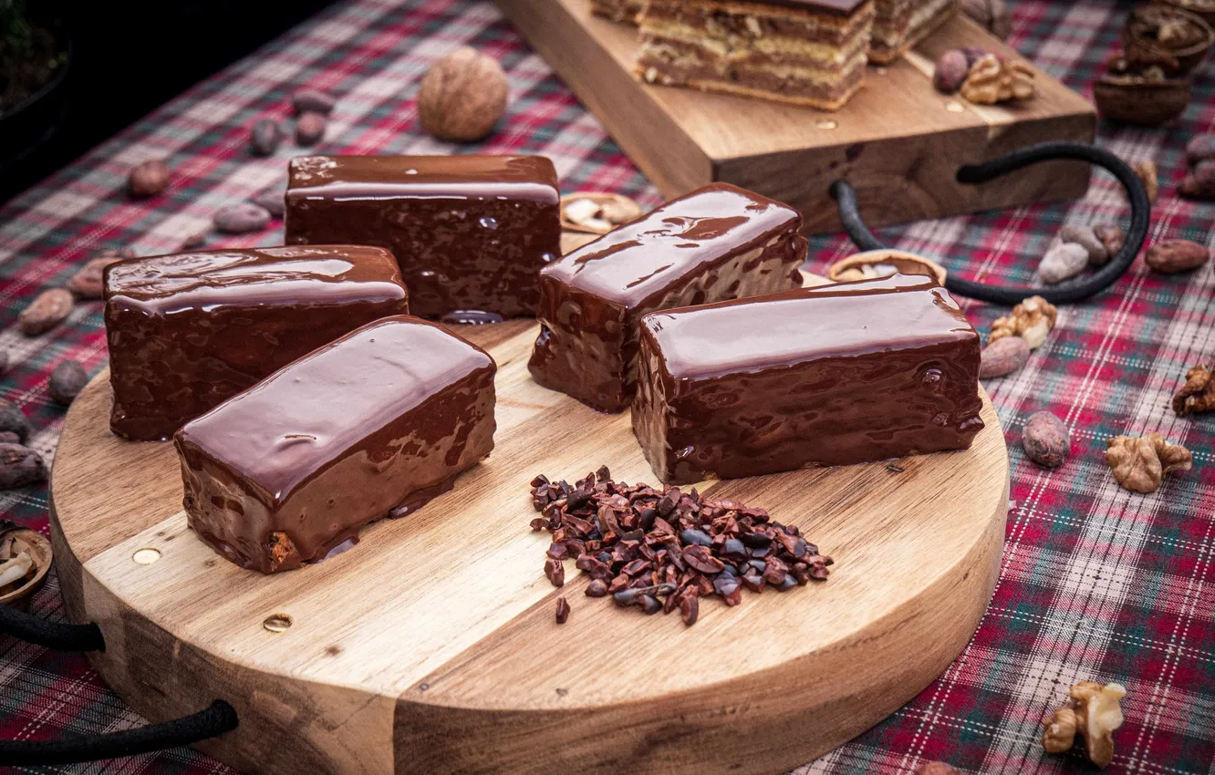Фото обои chocolate, dessert, walnut