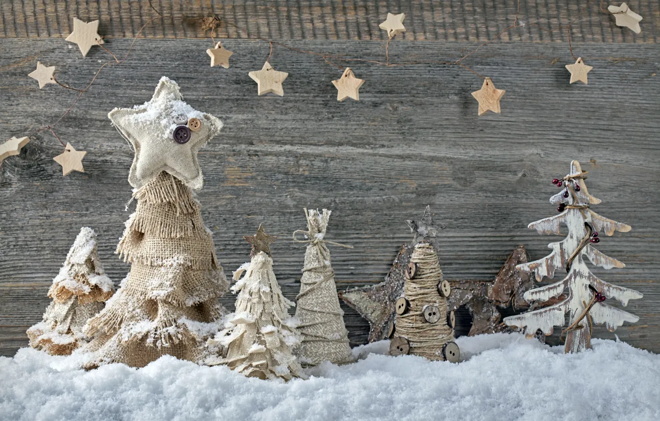 Фото обои снег, украшения, елки, Новый Год, Рождество, ткань, Christmas, vintage