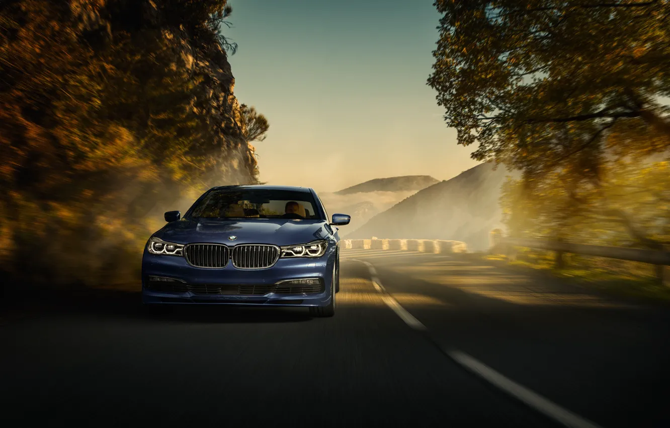 Фото обои дорога, скорость, BMW, xDrive, Alpina, 2017