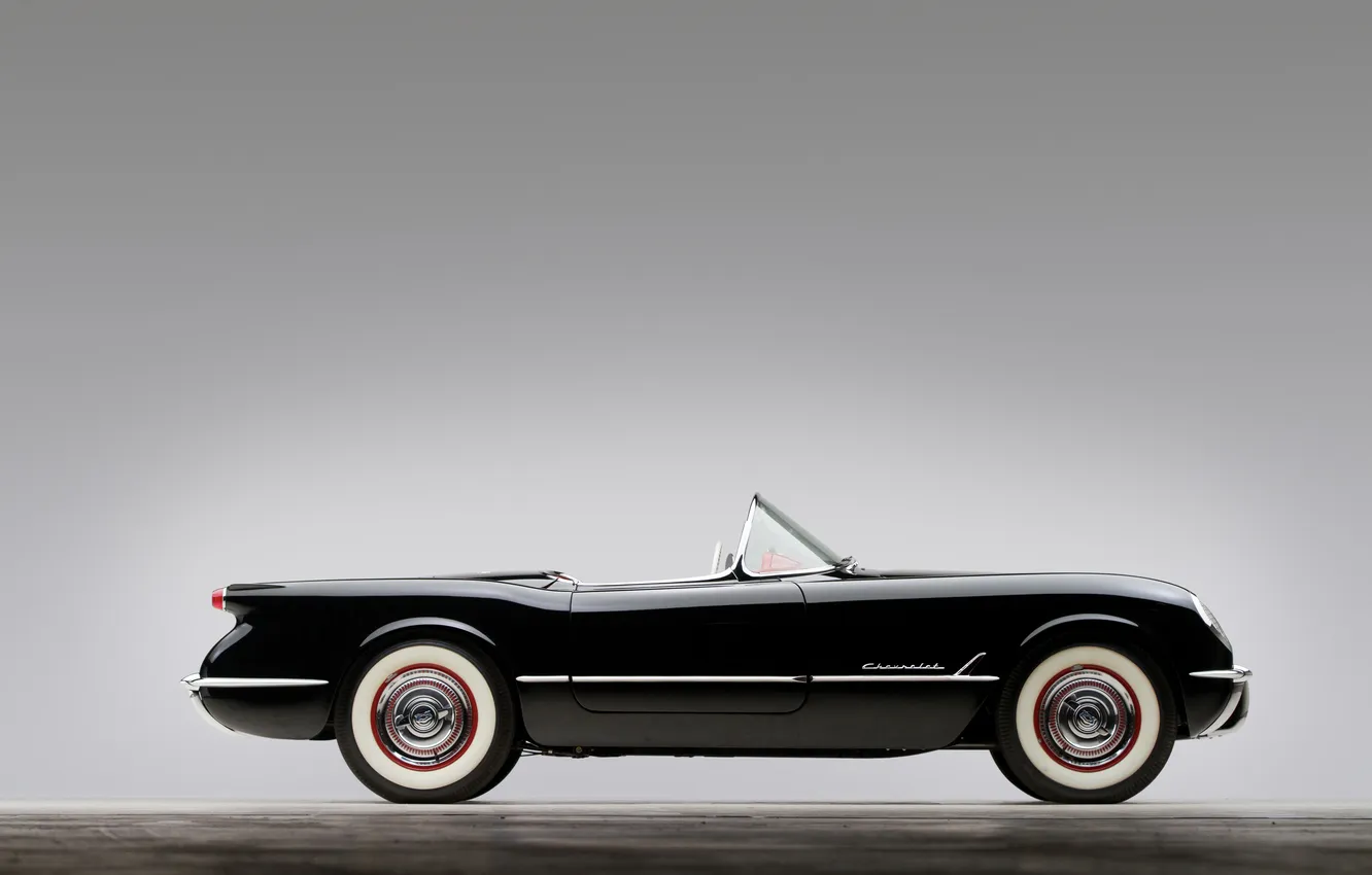 Фото обои Corvette, Chevrolet, 1954, Black, ретро автомобили, Chevrolet Corvette Black