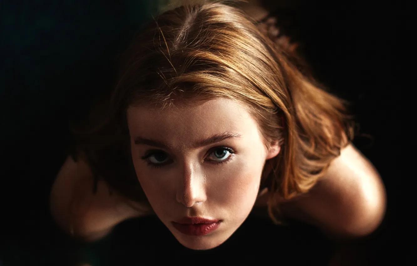 Фото обои girl, brown hair, photo, blue eyes, model, bokeh, face, portrait