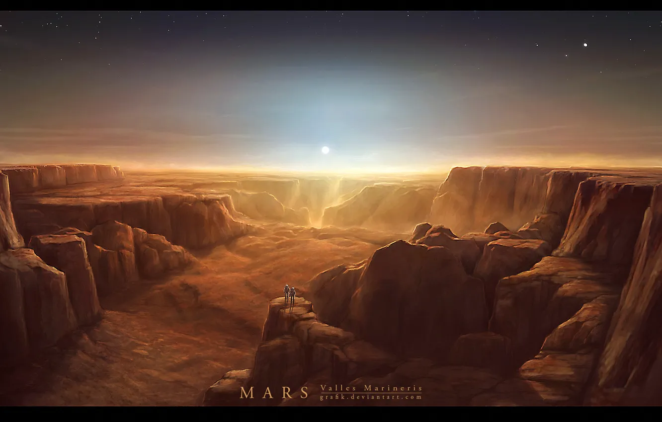 Фото обои поверхность, марс, каньон