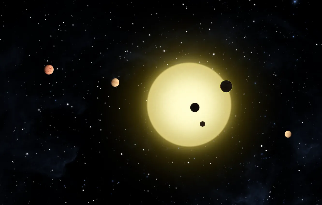 Фото обои рисунок, планетная система, экопланеты, exoplanets, Kepler-11
