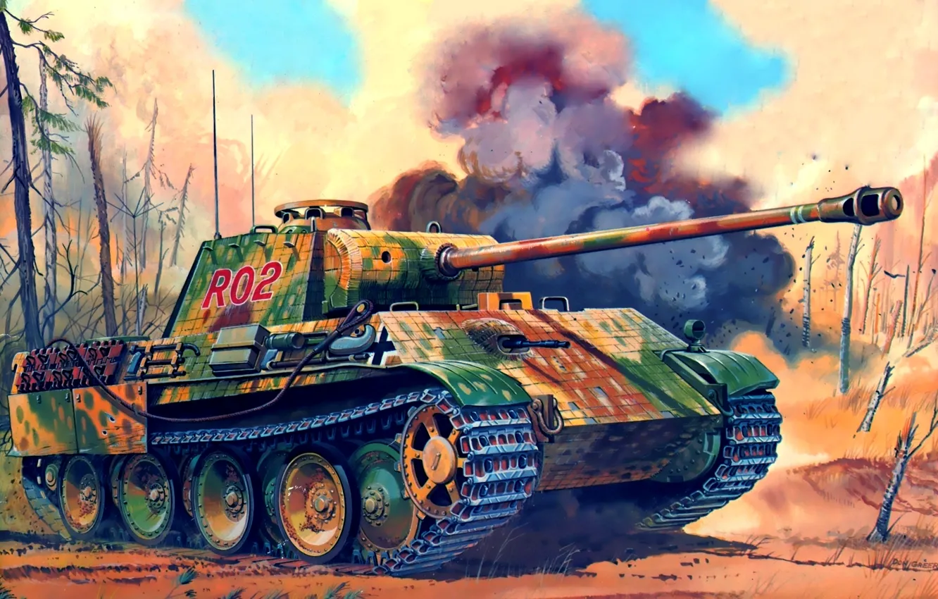 Фото обои рисунок, пантера, вторая мировая, немцы, средний танк, don greer, Sd.Kfz. 171, Panther