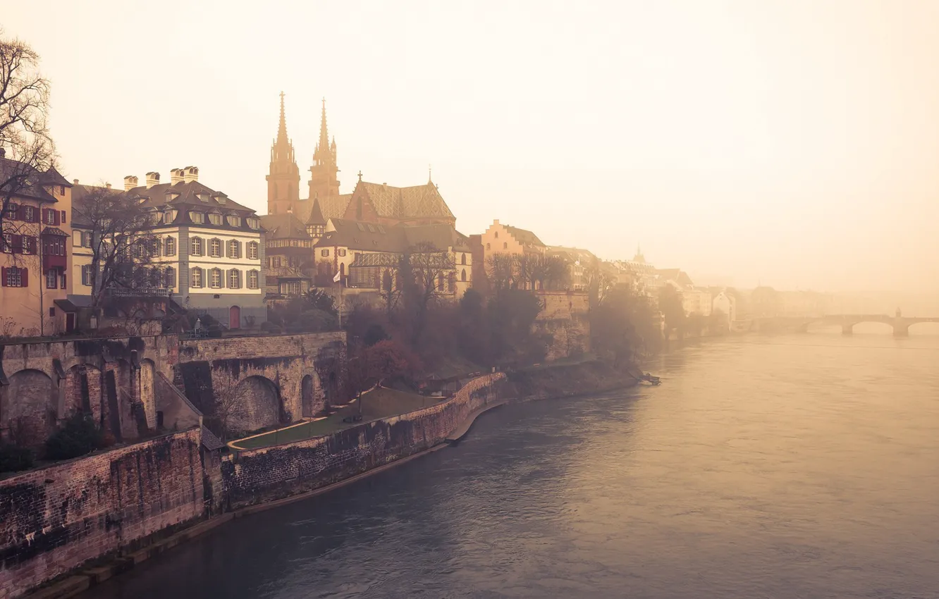 Фото обои bridge, River, Church