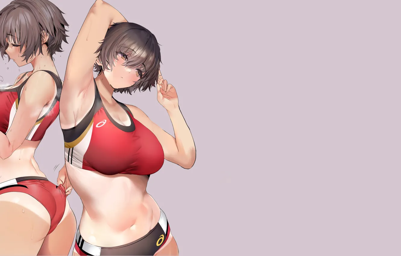 Фото обои girl, hot, sexy, wet, steam, anime, babe, sports