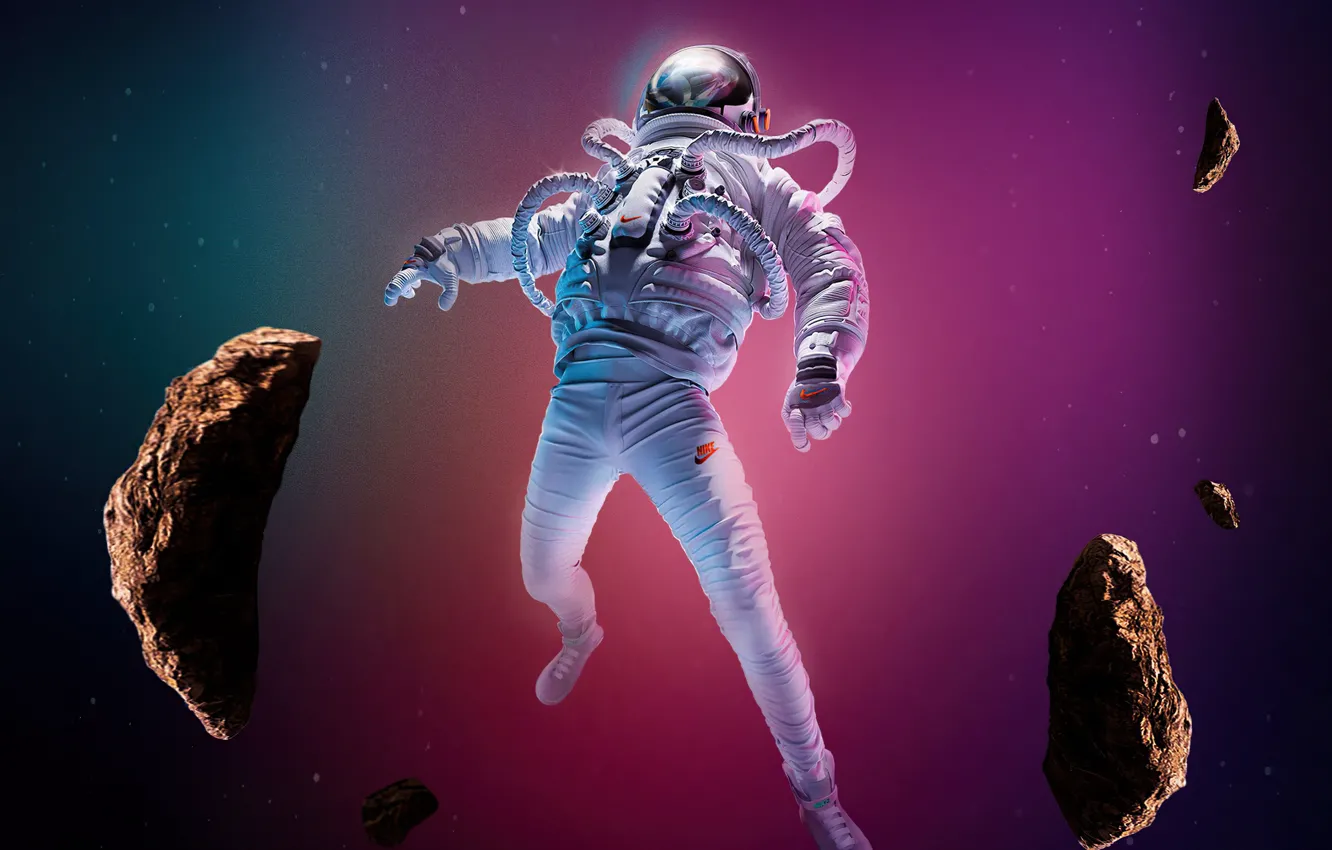 Фото обои обломки, космос, полет, падение, костюм, space, метеориты, flight