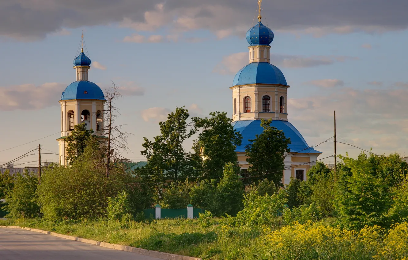 Фото обои summer, trees, church