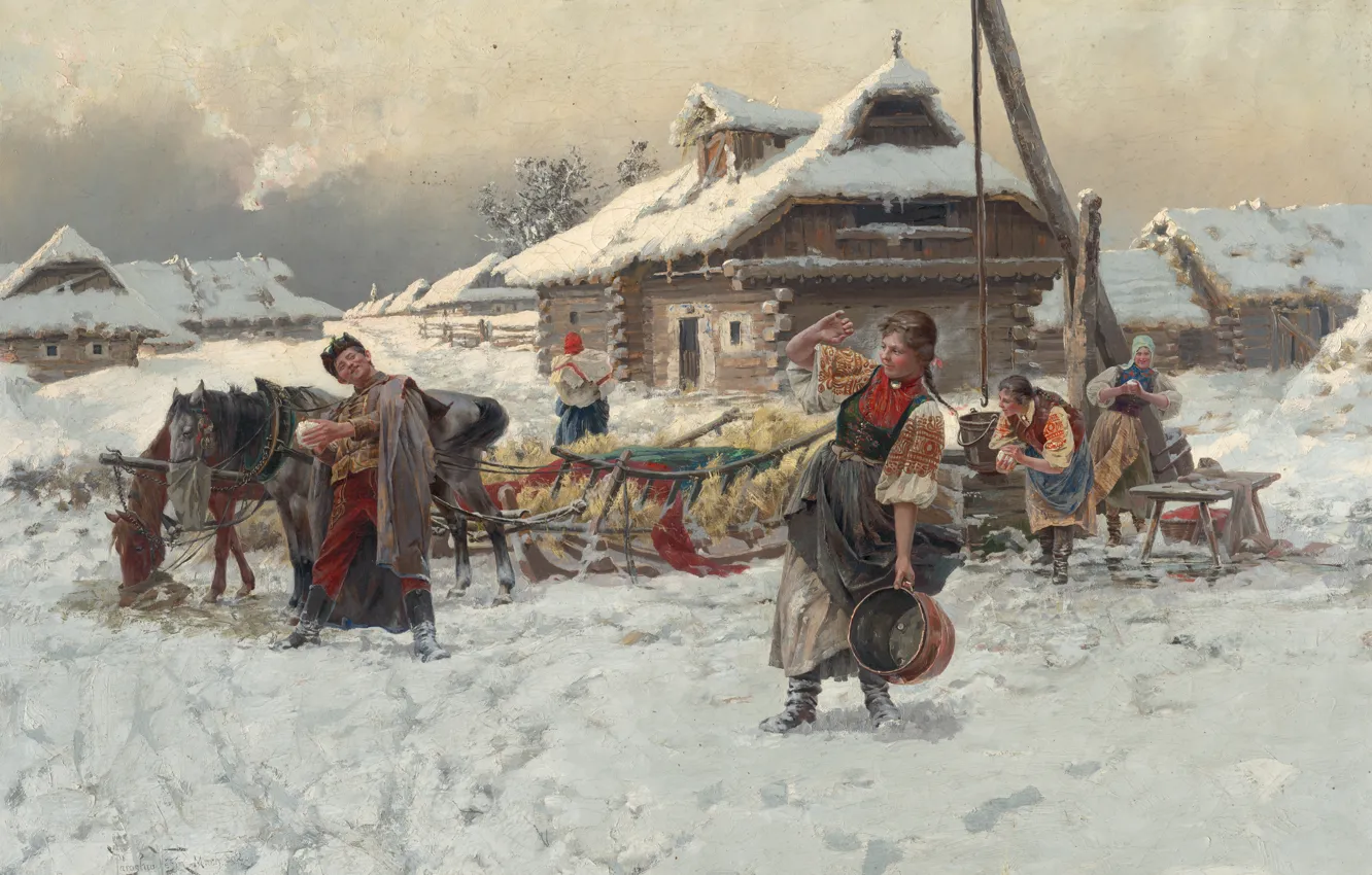 Фото обои Братислава, 1892, Bratislava, oil on canvas, Czech painter, Jaroslav Vesin, Ярослав Вешин, чешский художник
