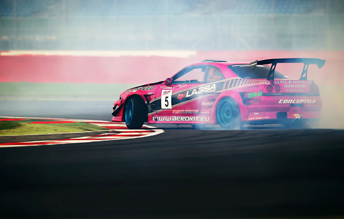 Фото обои GTR, Nissan, Drift, Rose, Smoke, Tuning, Competition, Sportcar