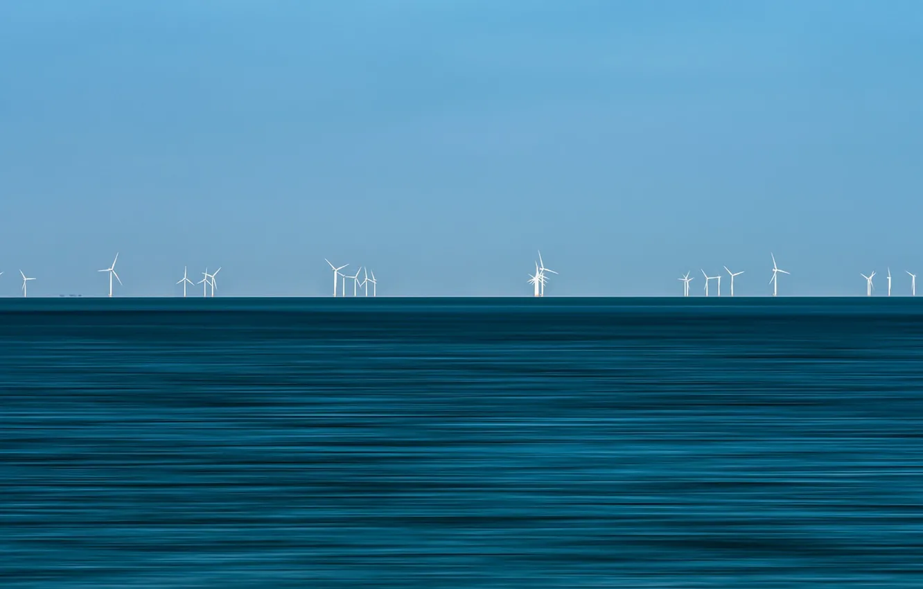 Фото обои море, ветряки, Future, Powering