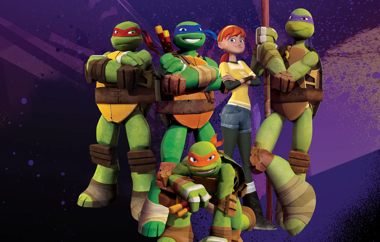 Фото обои Green, TMNT, Raphael, Leonardo, Donatello, Teenage Mutant Ninja Turtles, Michelangelo, Animation