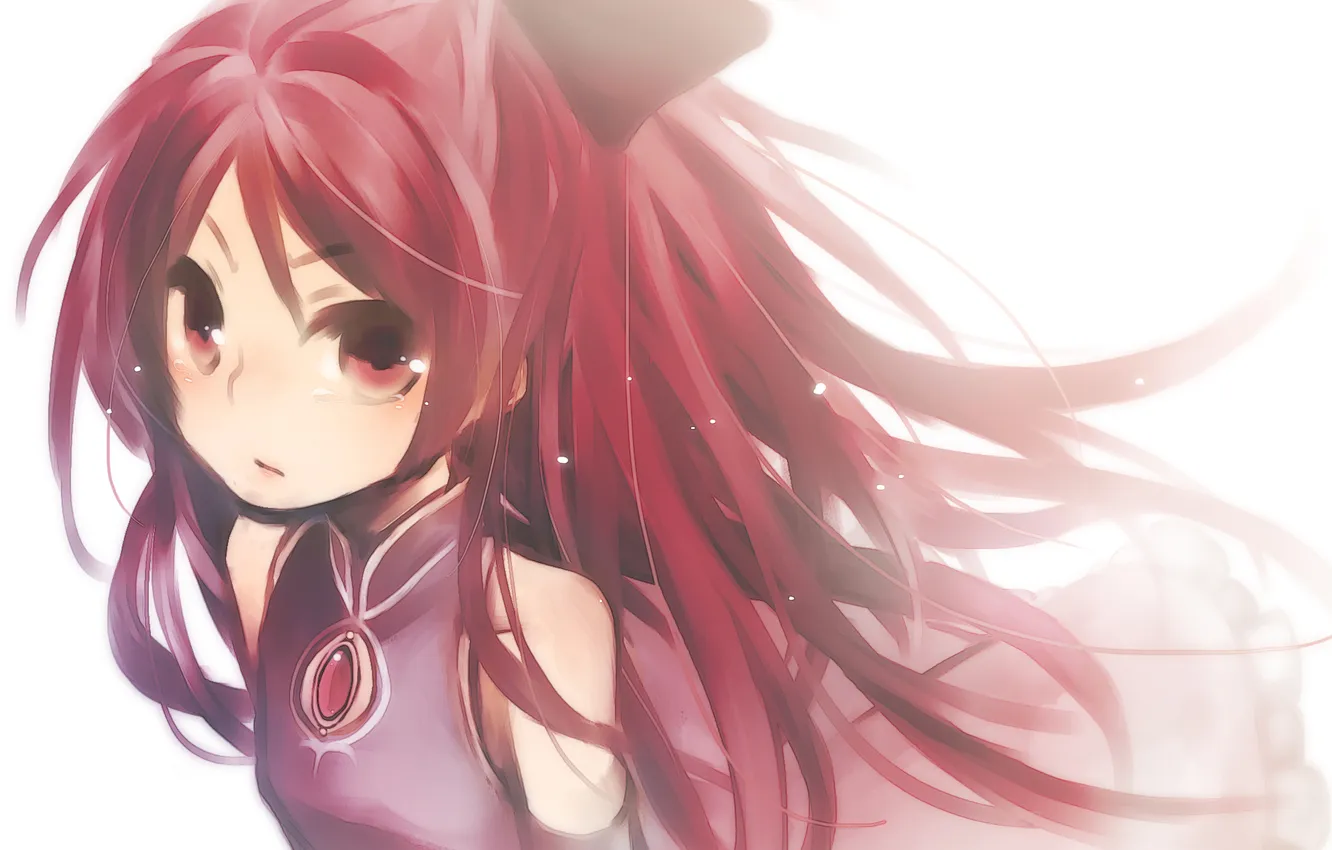 Фото обои девушка, аниме, слезы, арт, mahou shoujo madoka magica, sakura kyouko, девочка-волшебница мадока