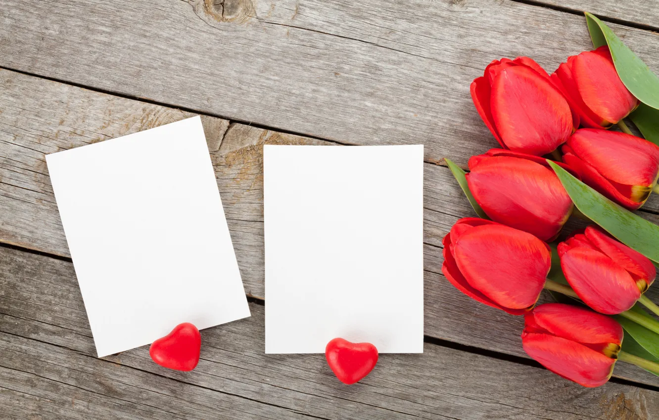 Фото обои сердечки, тюльпаны, red, love, romantic, hearts, tulips, valentine's day
