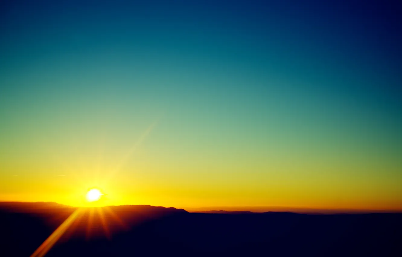 Фото обои солнце, пейзаж, закат, горы, Испания