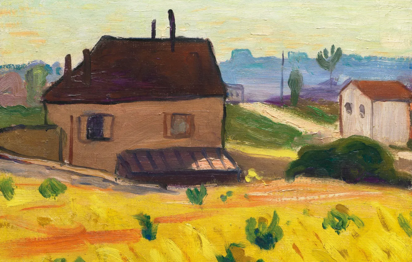 Фото обои пейзаж, картина, Albert Marquet, Альбер Марке, Дом в Кашане, фовизм
