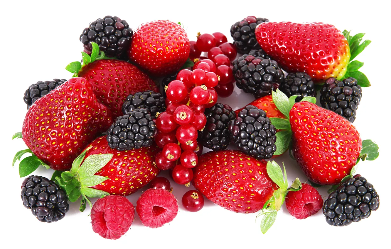 Фото обои ягоды, малина, клубника, ежевика, красная смородина