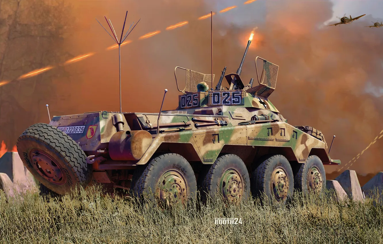 Фото обои Германия, бронеавтомобиль, Владимир Бут, d.Kfz.234/1 Schwerer Panzerspähwagen