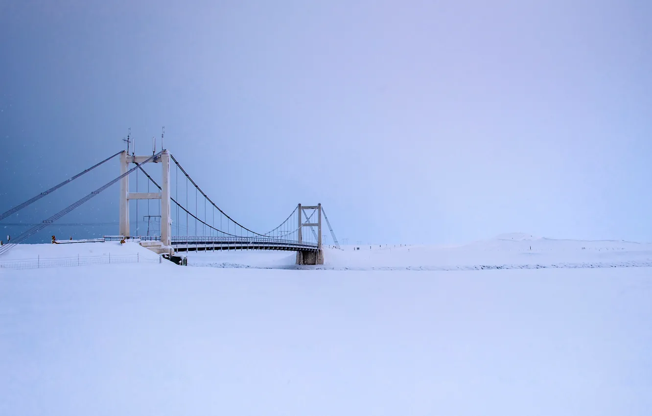 Фото обои зима, снег, мост, Исландия
