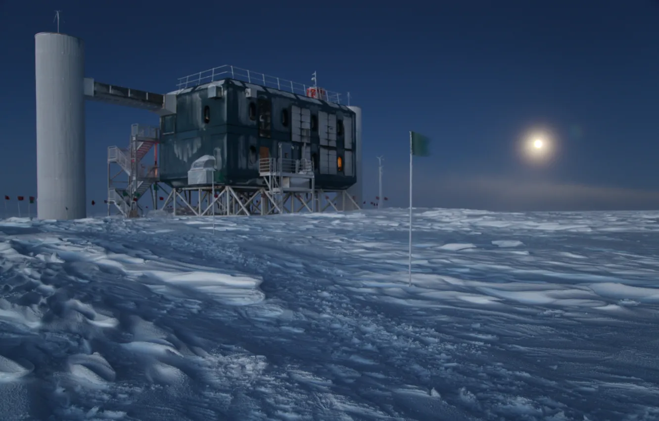 Фото обои холод, ночь, Антарктика, Cube, обсерватория, Observatory, Neutrino