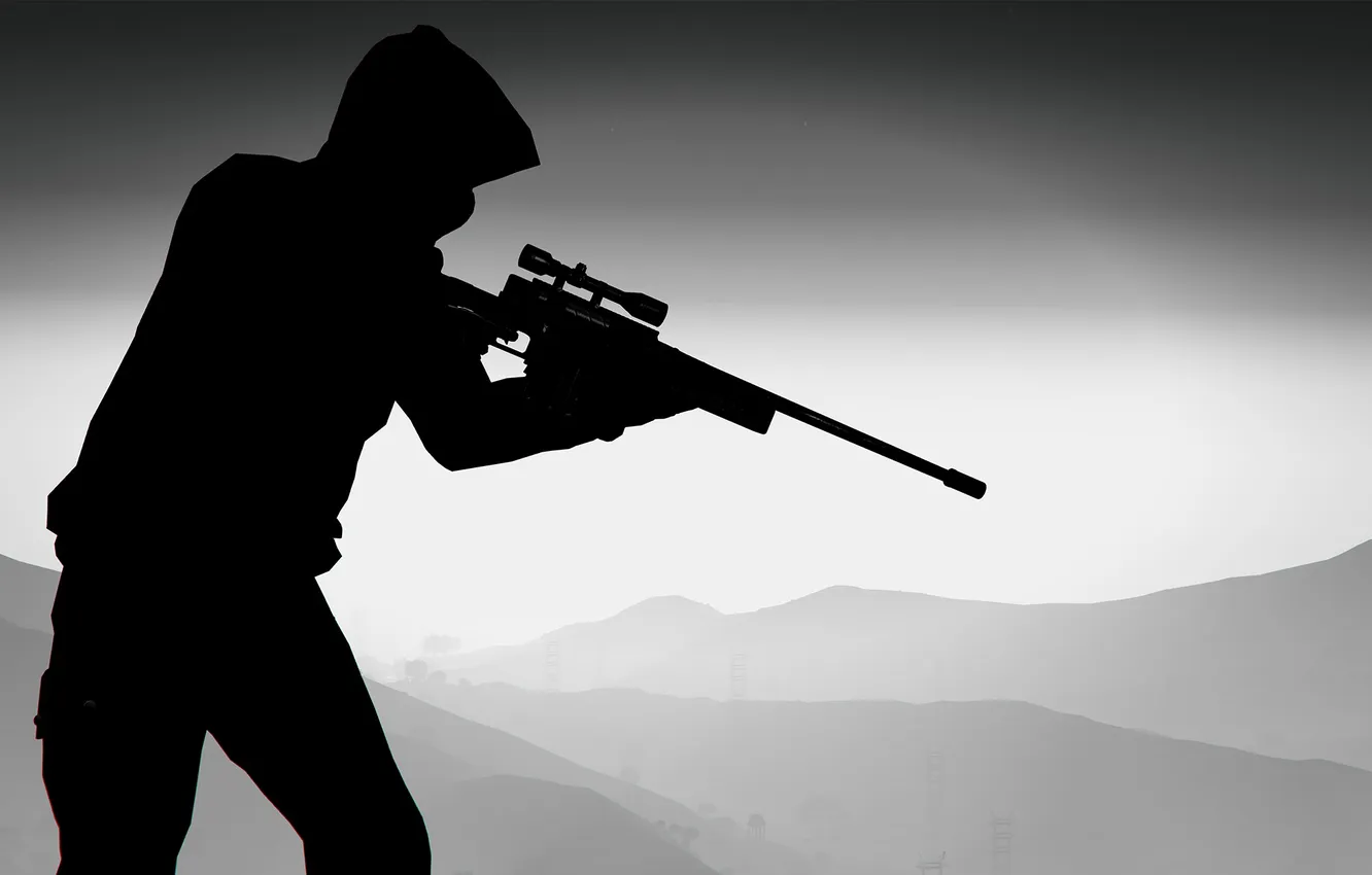Фото обои мужчина, снайперская винтовка, gta, Grand Theft Auto