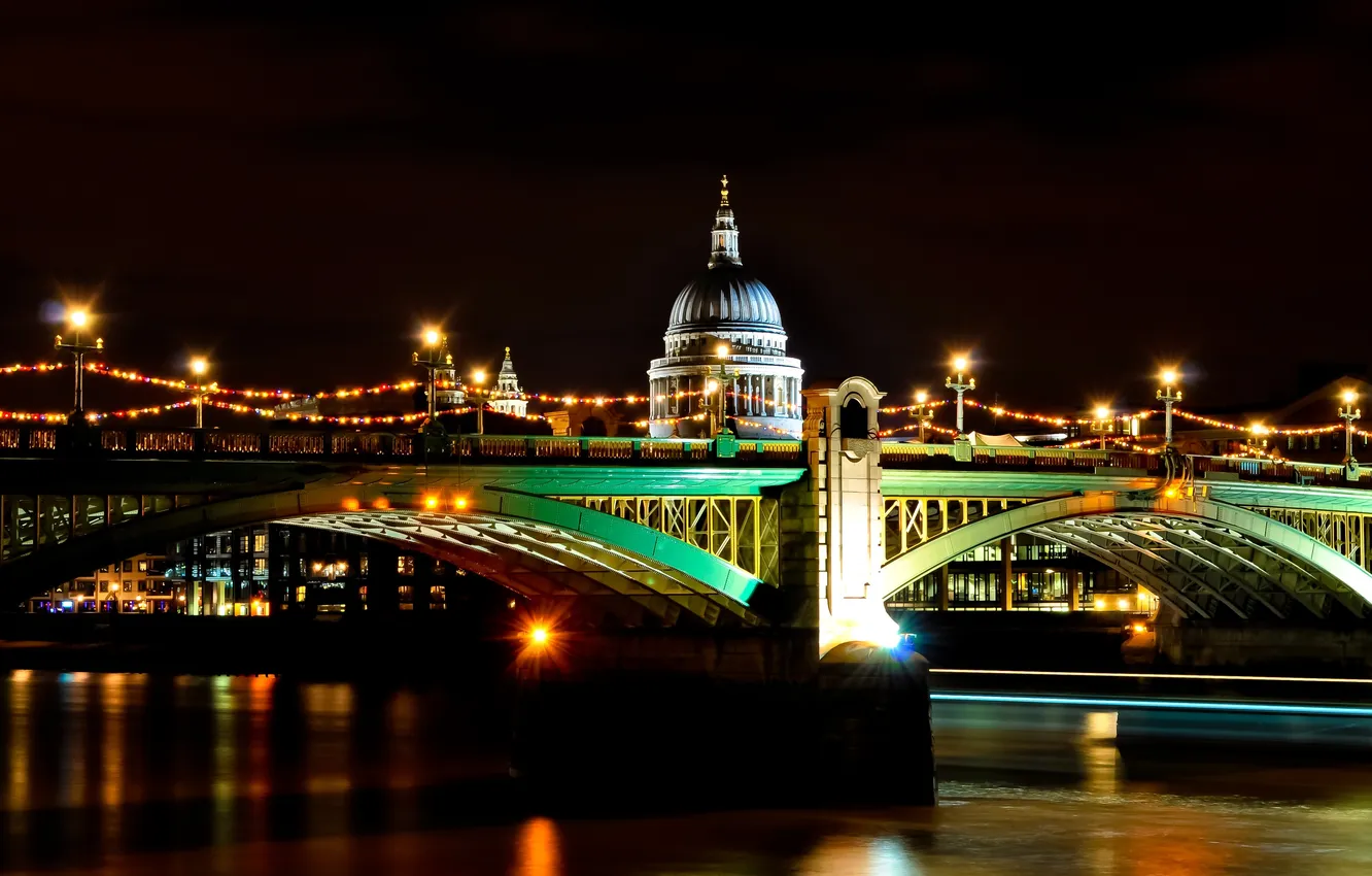 Фото обои ночь, lights, огни, Англия, Лондон, night, London, England