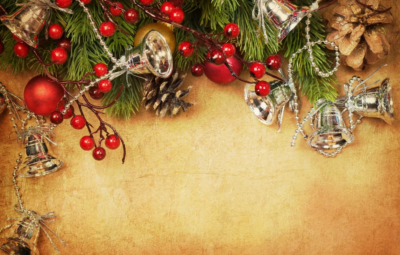 Фото обои украшения, ягоды, елка, Christmas, decoration, xmas, Merry, Рождество. Новый Год