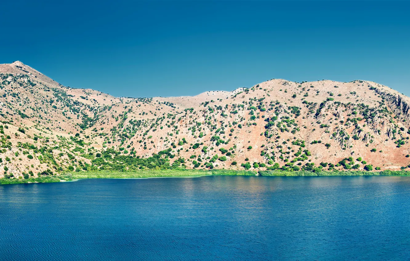 Фото обои горы, природа, озеро, Греция, Nature, mountains, lake, Greece