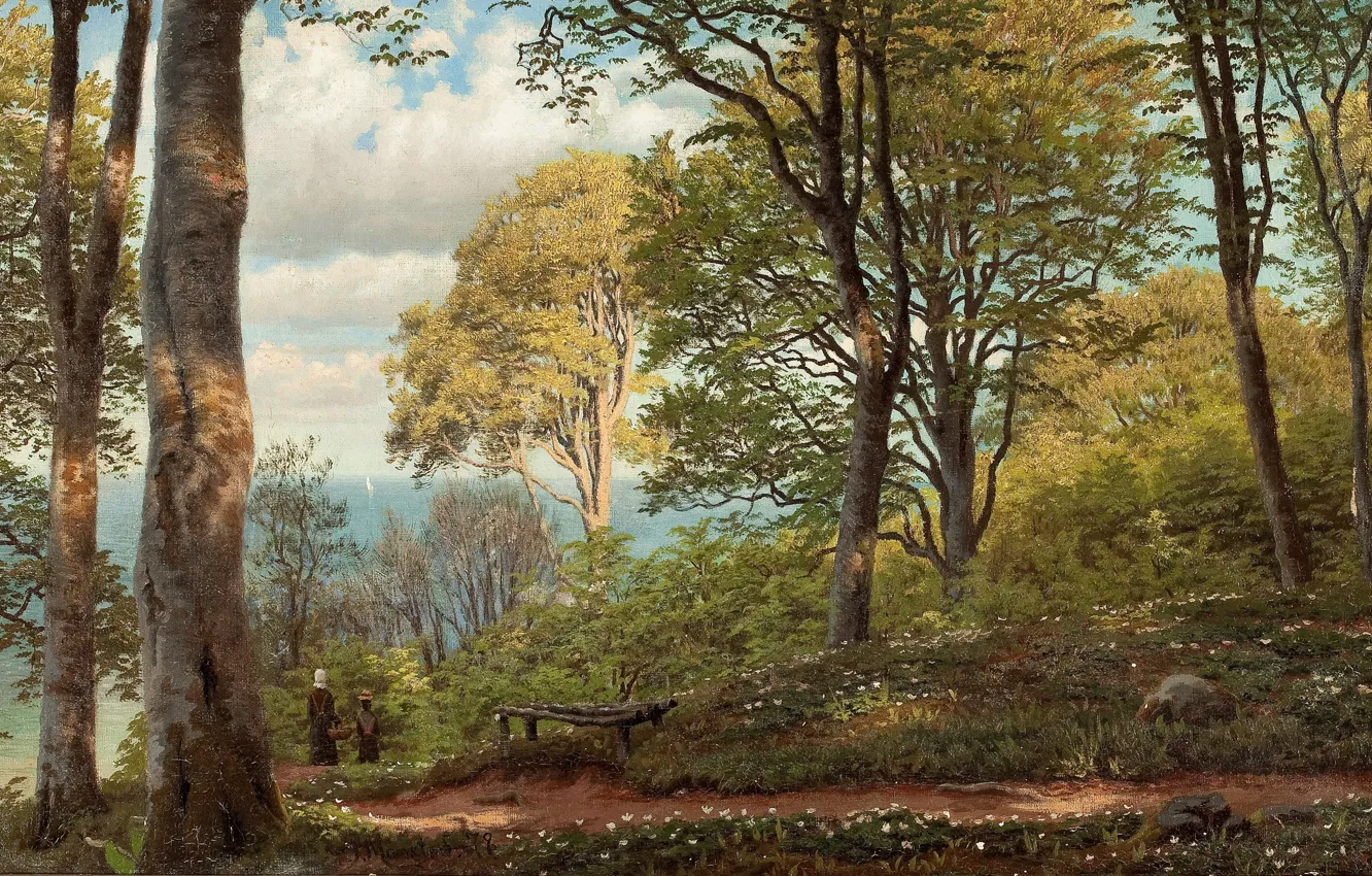 Фото обои датский живописец, Петер Мёрк Мёнстед, Peder Mørk Mønsted, Danish realist painter, 1879, oil on canvas, …