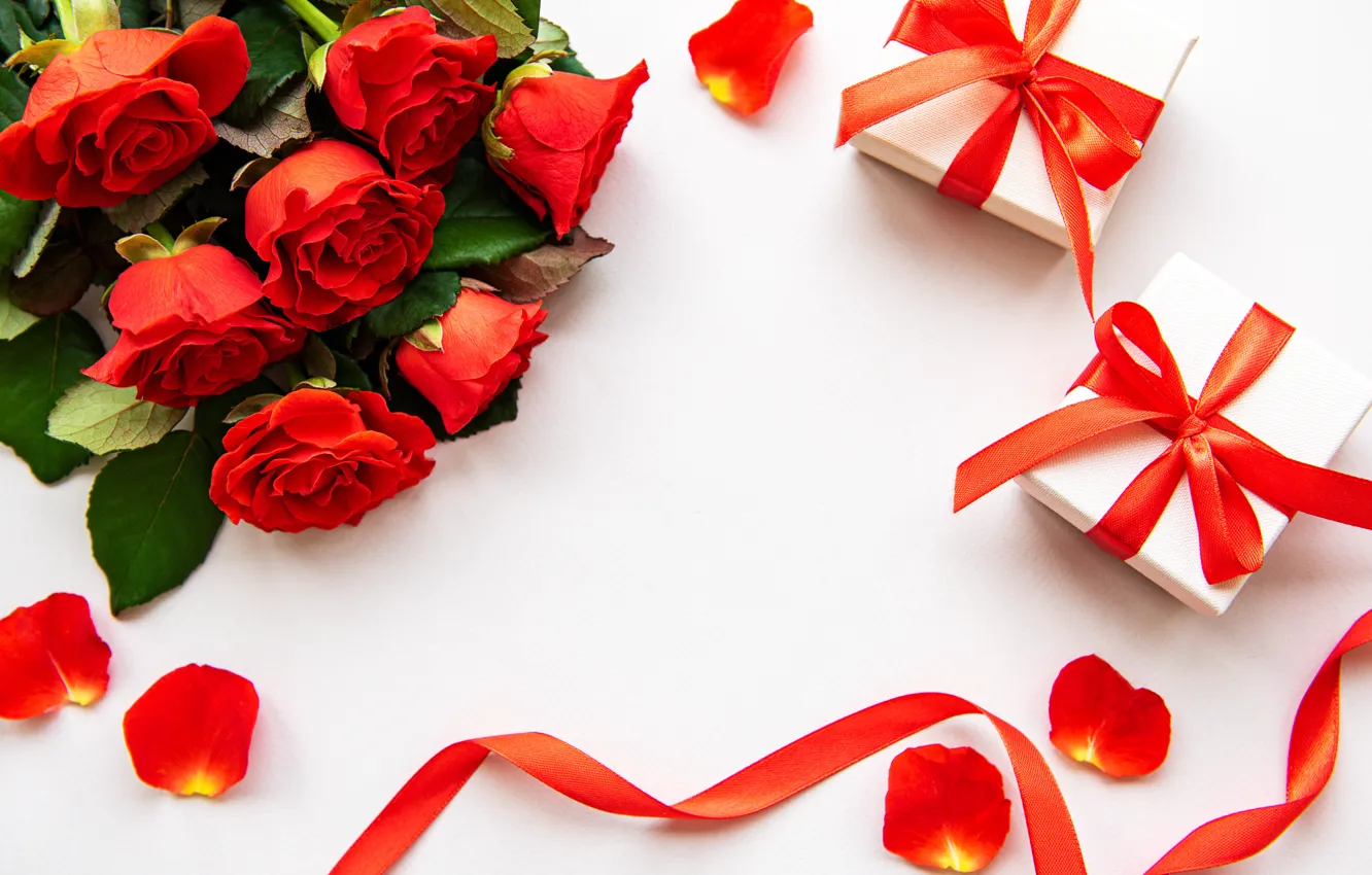 Фото обои праздник, розы, подарки, День Святого Валентина, Olena Rudo