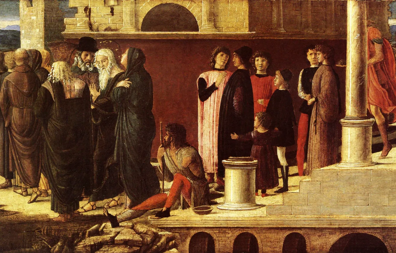 Фото обои Munich, Saint Jean, Giovanni Bellini, Trois Histoires de Drusienne et de, L'Évangéliste, 1455, peinture sur …