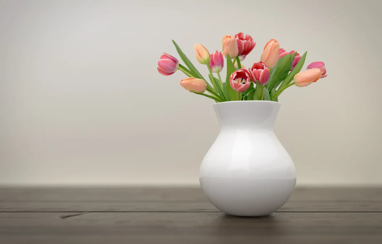 Фото обои цветы, букет, тюльпаны, ваза