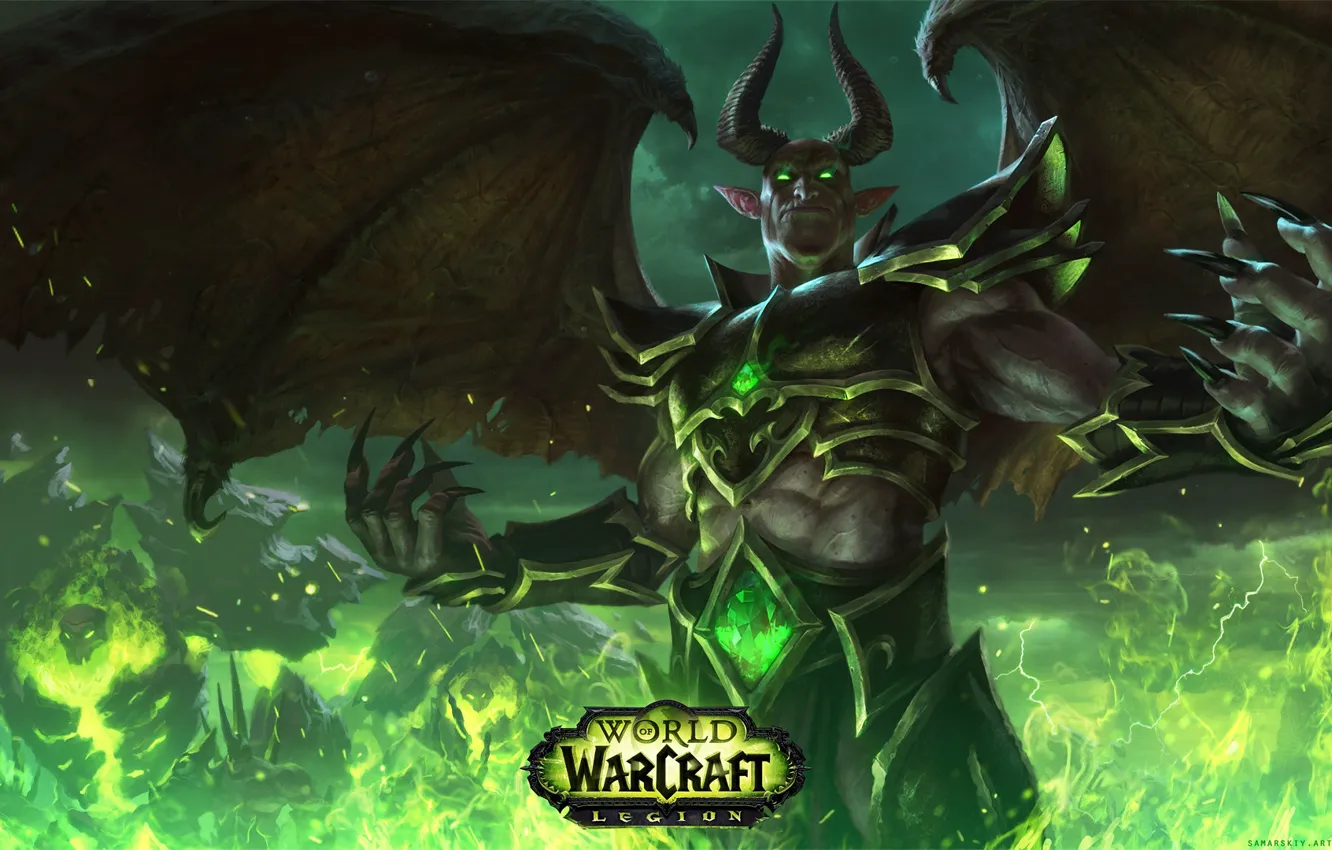 Фото обои демон, demon, Blizzard, wow, повелитель ужаса, World of Warcraft: Legion, Пылающий Легион, nathrezim