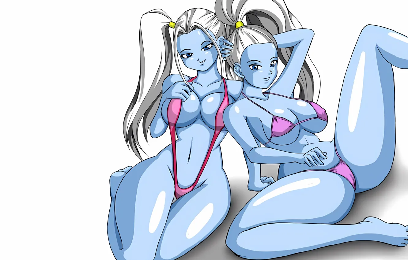 Фото обои sexy, cleavage, long hair, legs, girls, boobs, anime, blue eyes