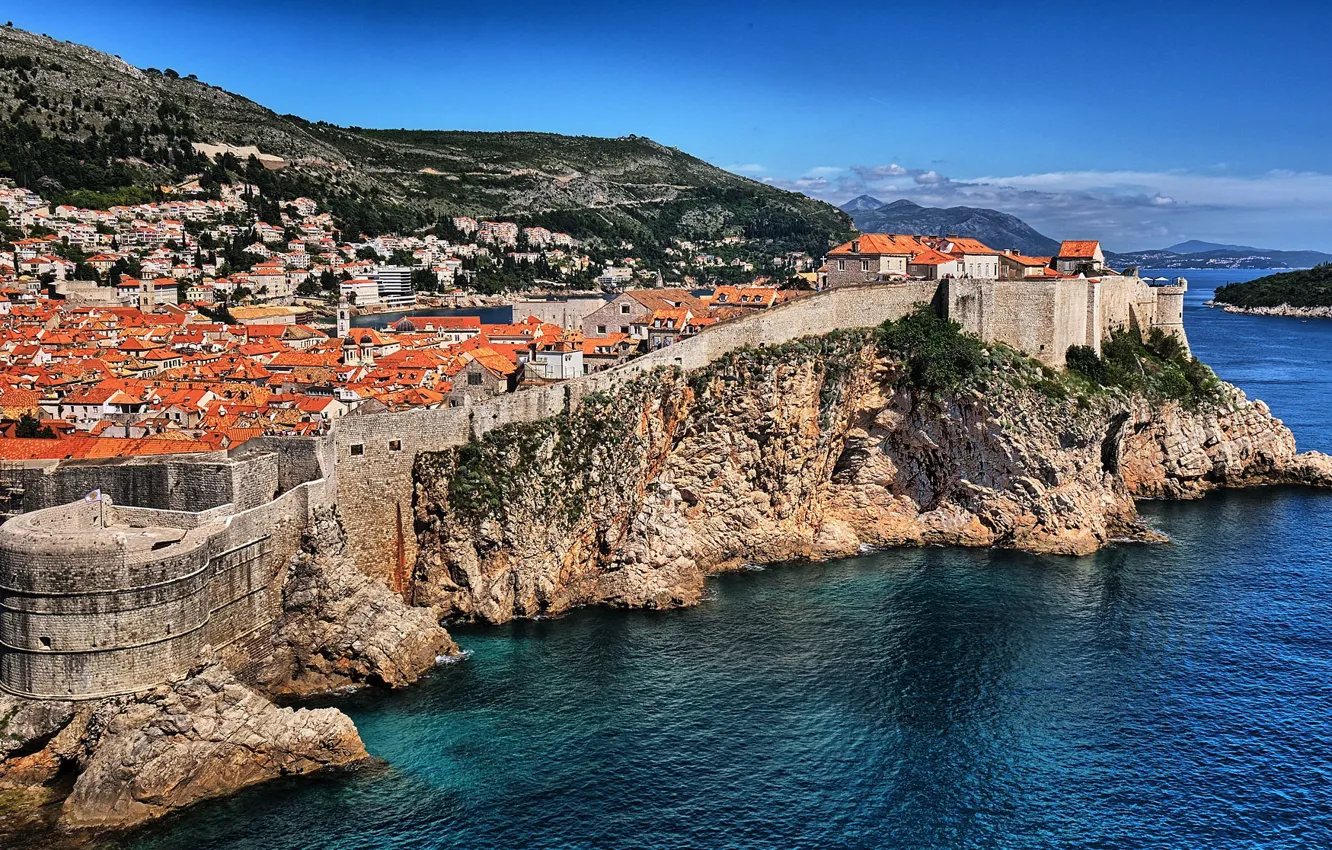 Фото обои город, скала, Хорватия, Дубровник, Dubrovnik