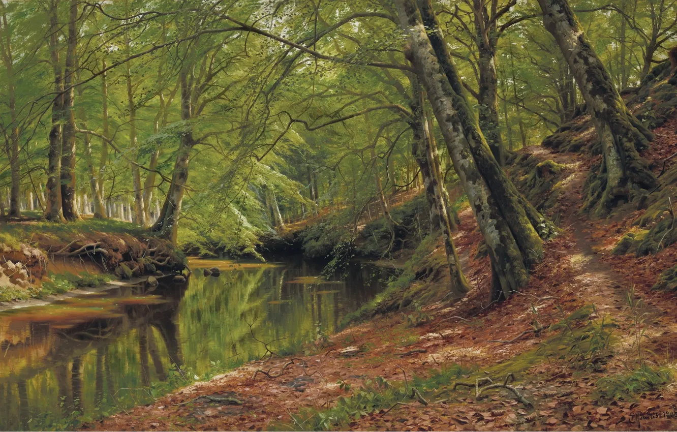 Фото обои 1905, датский живописец, Петер Мёрк Мёнстед, Peder Mørk Mønsted, Danish realist painter, oil on canvas, …
