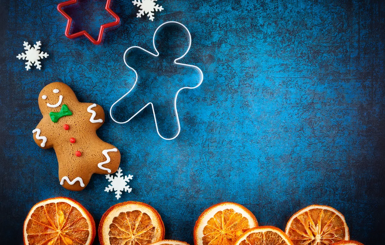 Фото обои фон, праздник, апельсин, печенье, Рождество, Новый год, имбирное, Svetlana Kolpakova