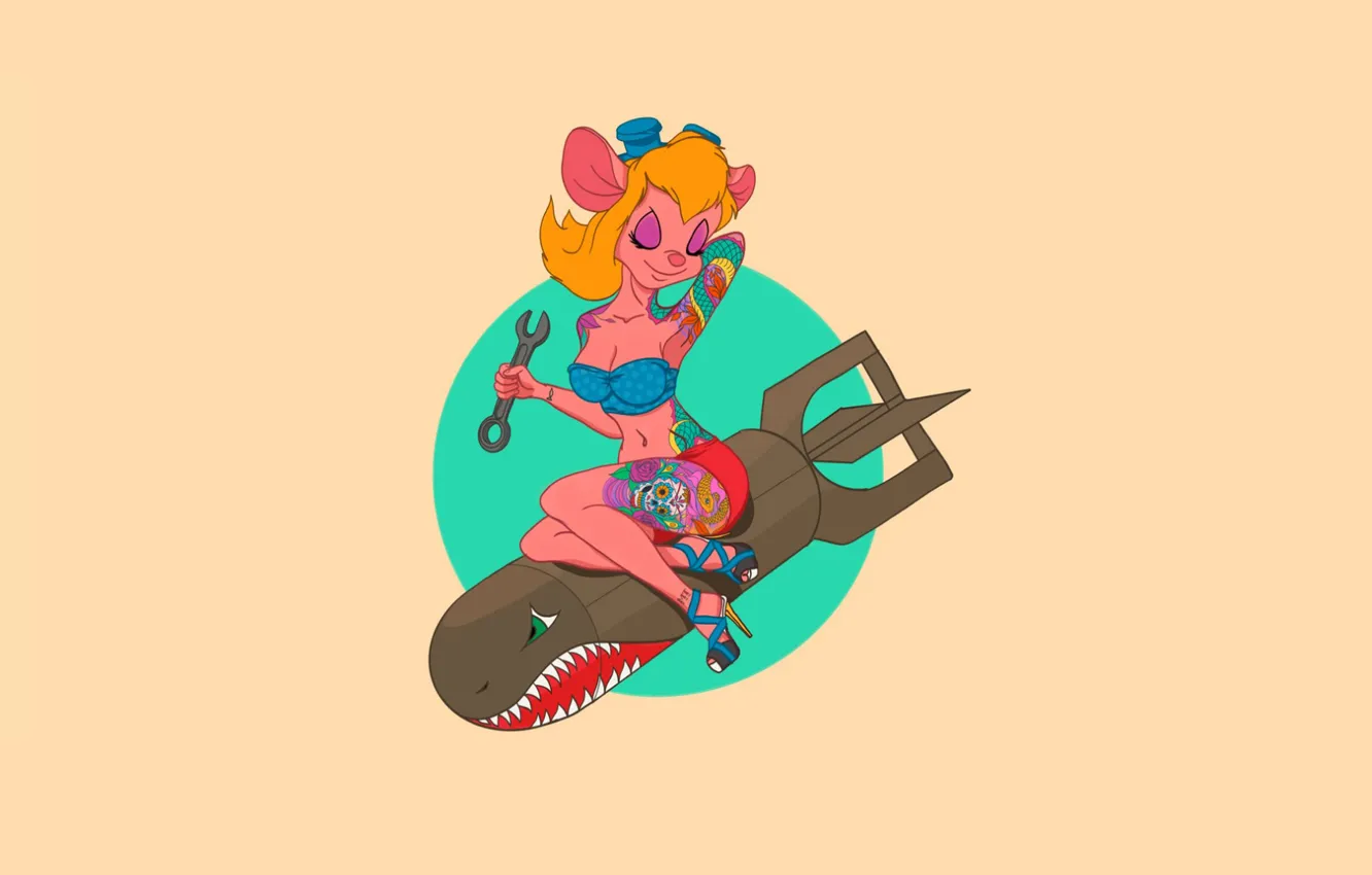 Фото обои Art, Wallpaper, Minimalism, Pin-Up, Gadget Hackwrench Illustration, Sketchbookpro, Draw, Denis Korobov