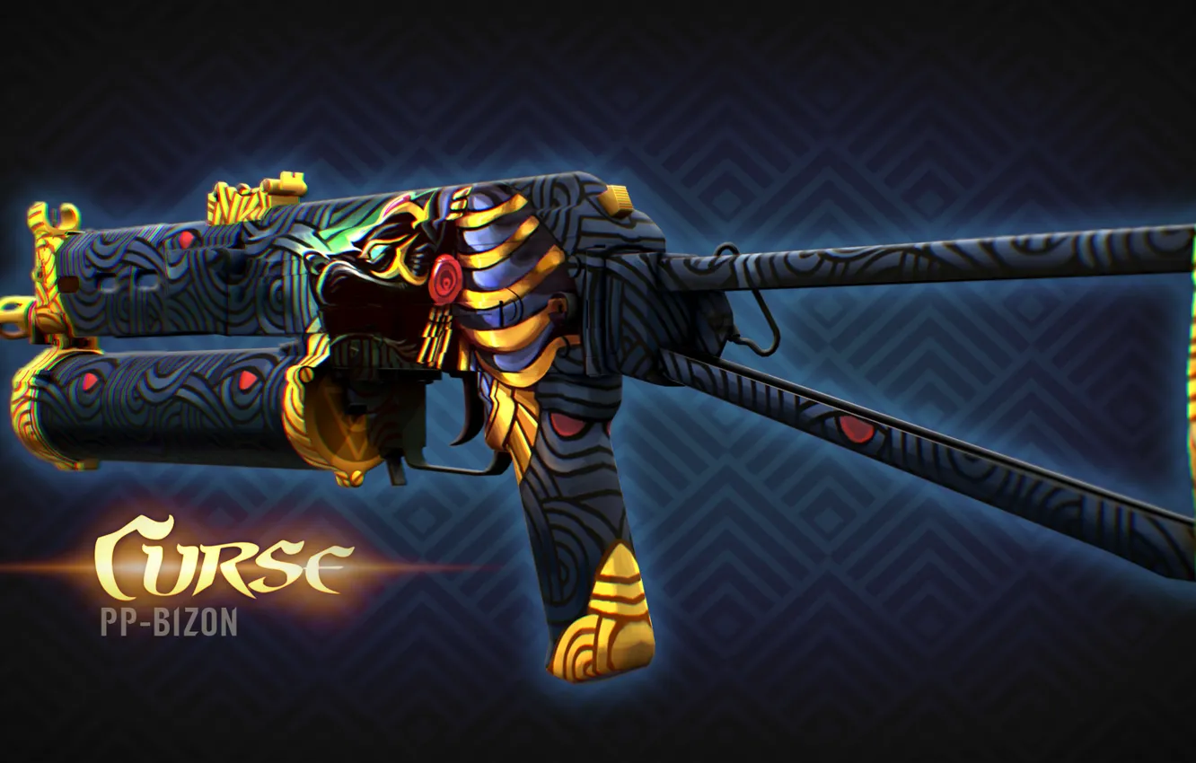 Фото обои фараон, раскрас, workshop, cs go, presentation, curse, custom paint job, pp-bizon