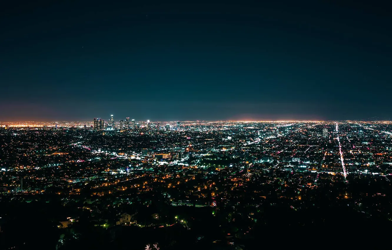 Фото обои Dark, City, Los Angeles, California, Skyscrapers, Ligth, Nigth