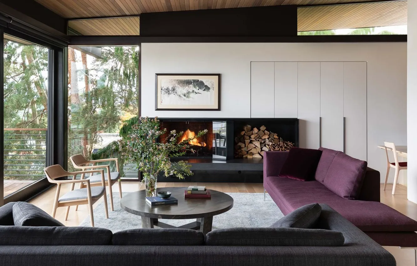 Фото обои комната, интерьер, камин, гостиная, View Ridge