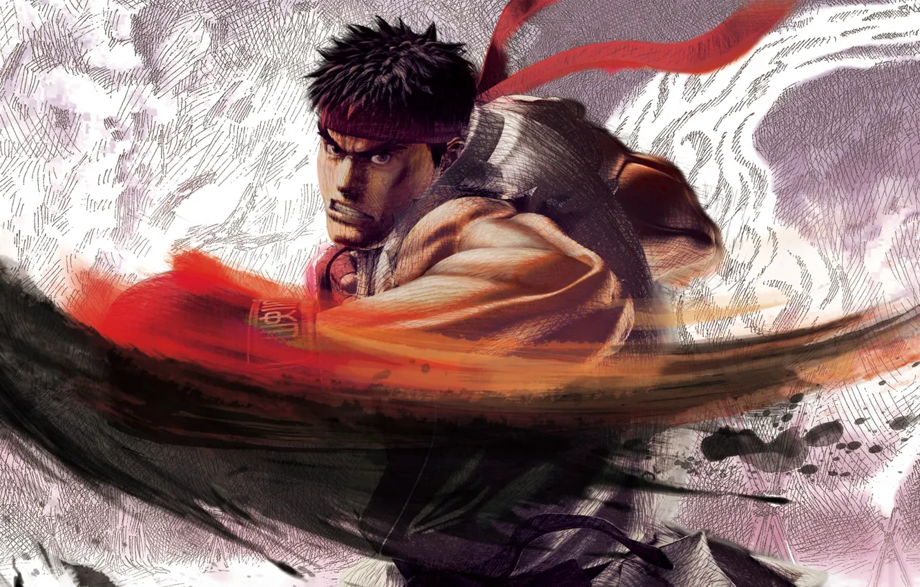 Фото обои игра, бой, воин, арт, боец, персонаж, Ryu, Street Fighter IV